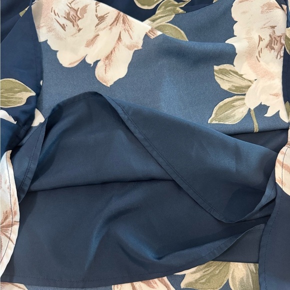 Dynamite Floral Halter Neck Dress Navy and White Sleeveless Elastic Waist M - Picture 7 of 9